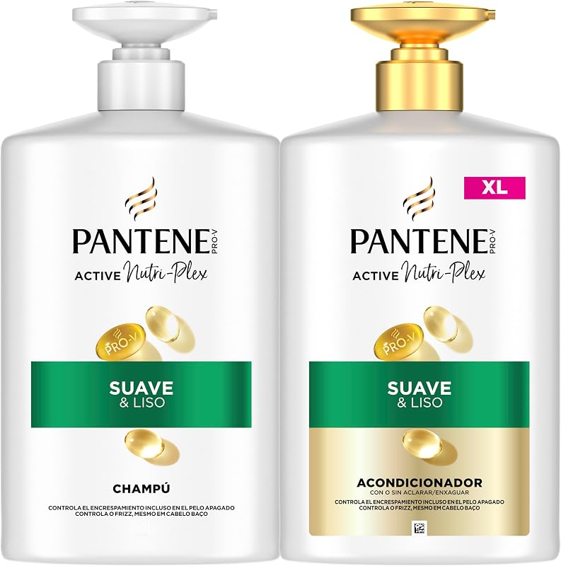 Pantene pro-v shampoo suave e suave 1000ml e condicionador 800ml, com dispensador, cabelos crespos e opacos