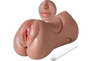 3 in 1 Pocket Pussy Male Masturbator, Adult Sex Toys with 3D Textured Vagina & Tight Anus & Drying Stick, Sex Doll Male Blowj