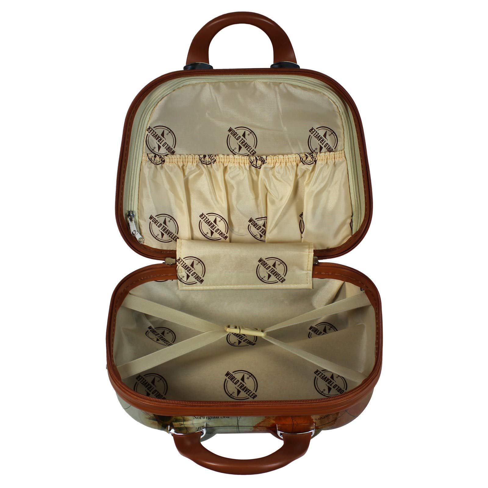 World Traveler Europe (Set of 4-Piece) Spinner Luggage Set with TSA Lock, Brown,Zippered Divider