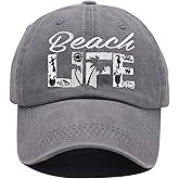 Beach Life Hat, Beach Hair Don't Care Baseball Cap Vintage Embroidered Adjustable Distressed Washed for Men Women