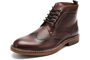 ARKBIRD Men's Wingtip Oxford Dress Boots - Fashion Casual Mid Top Chukka Ankle Boot Business Work Shoes for Men