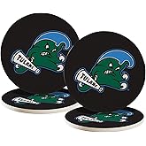 Desert Cactus Tulane University Circle Ceramic Coasters 4 Pack Green Wave Absorbent Drink Coasters with Cork Backing (Design A)