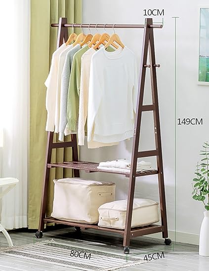 Coat Rack Solid Wood Floor Easy Hanger Removable Bedroom