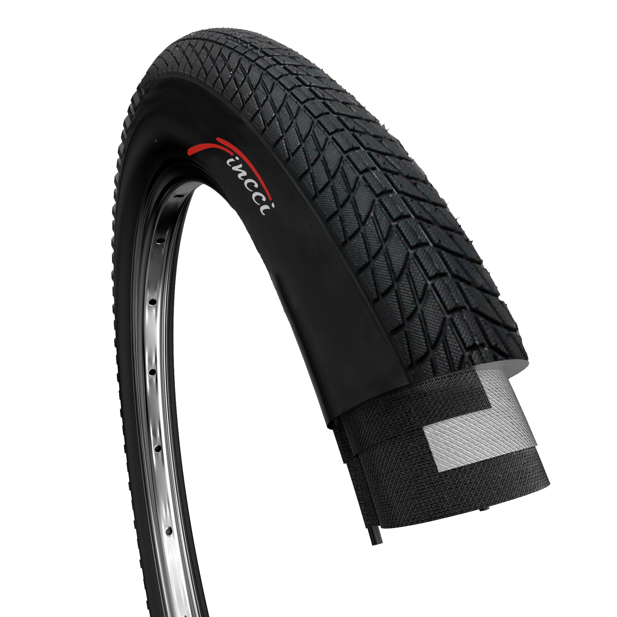 Fincci Bike 20 x 1.75 Tyre - BMX Tire 20 Inch 27 TPI - Tire 47-406 for Kids, Teenagers, and Adults - Suitable for BMX, Tricycle, Folding, Road, City, and Electric Bicycles