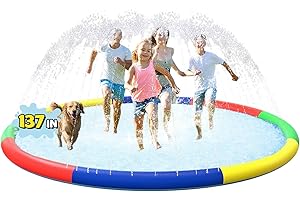 ODOSOLA 11.4 FT Large Splash Pad for Kids Ages 4-8, Non-Slip Baby Splash Pads for Toddlers, Oversized Kids Sprinklers for Yard, Heavy Duty Kid Pools Water Toys for Outdoor Family, Friends Summer Fun
