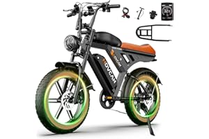BESINTU MOVCAN V30 Series Electric Bike for Adults 3000W/1500W/1000W Motor 20" Fat Tire Ebike,37.5MPH/32MPH/28MPH 120/70 Miles,48V 40Ah/31.2/15.6 AH Battery Hydraulic Disc Brake Electric Motorcycle Bike
