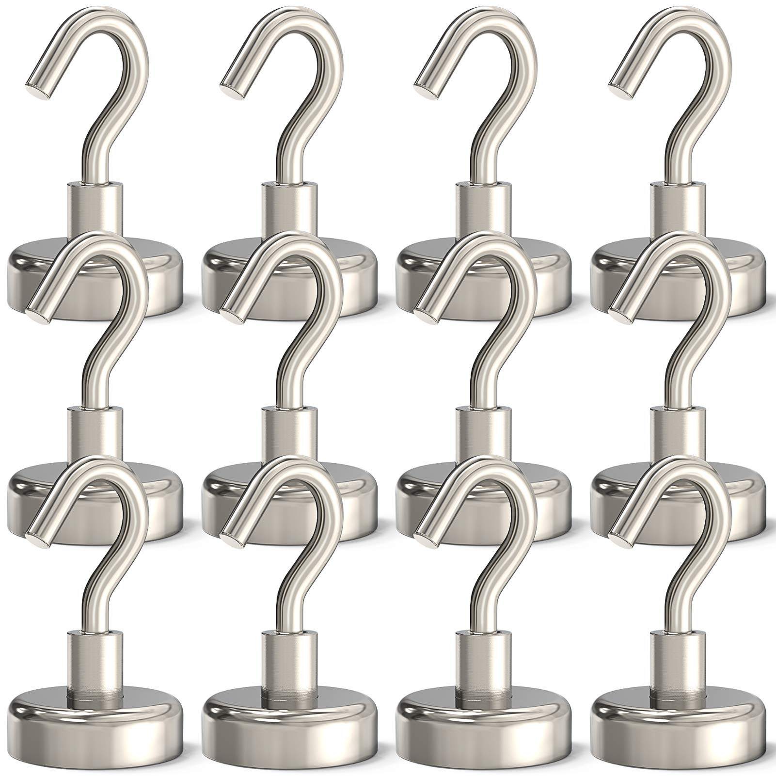 GREATMAG Magnetic Hooks Heavy Duty, 35 lbs Magnets with Hooks for Hanging, Magnet Hooks for Cruise, Grill, Fridge, Kitchen Pack of 12