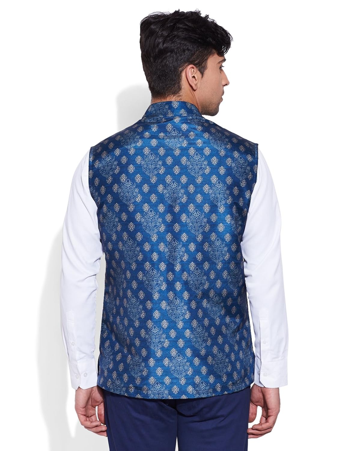 very me men's designer blue digitally printed nehru jacket