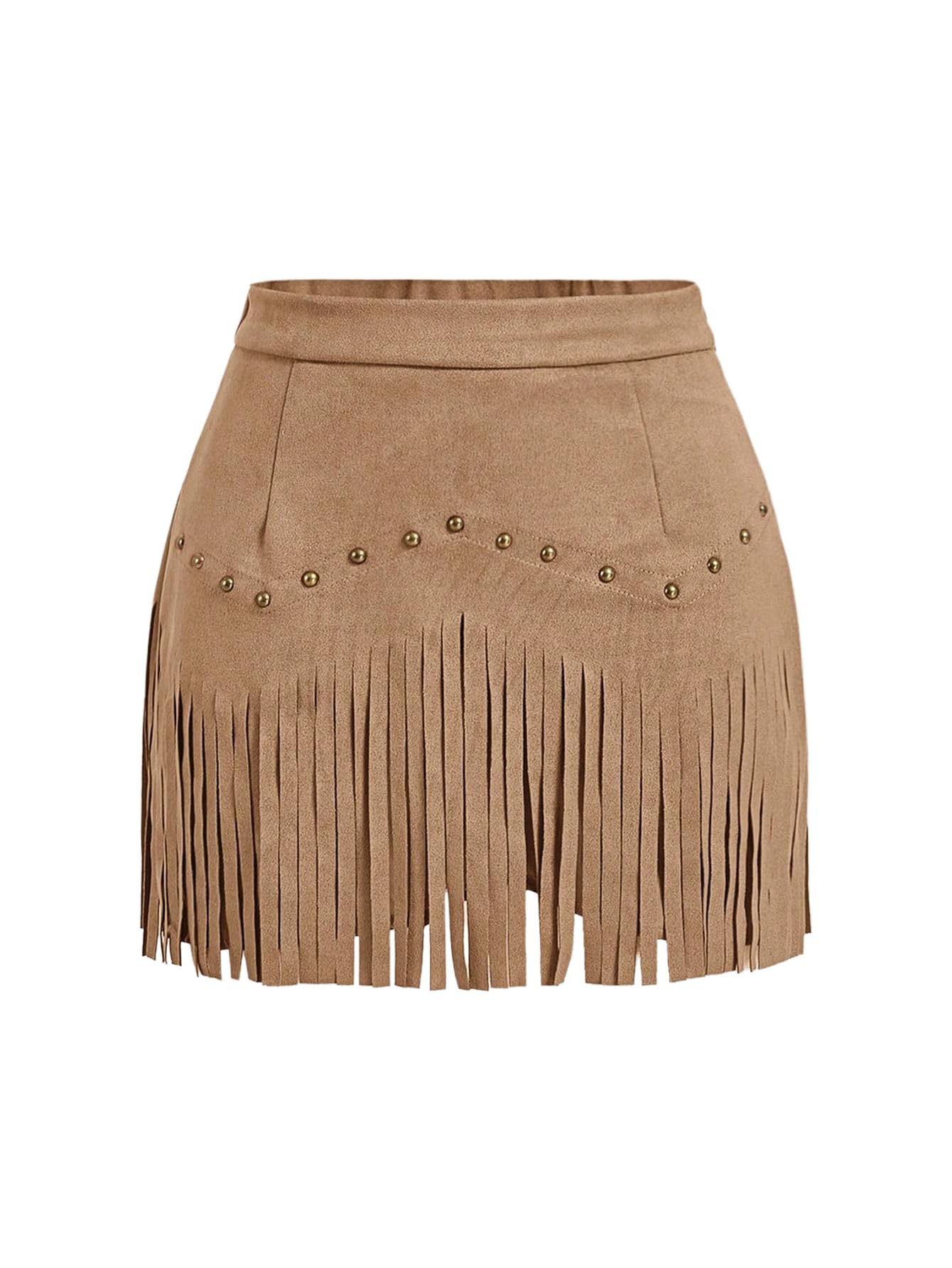 POL Women's Faux Suede Wrap Fringe Hem Mini Skirt