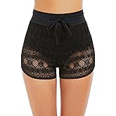 Lecieldusoir Women's Swim Shorts High Waisted Bathing Suit Lace Bottoms Swimsuit Bottoms Swimwear Bikini Board Shorts