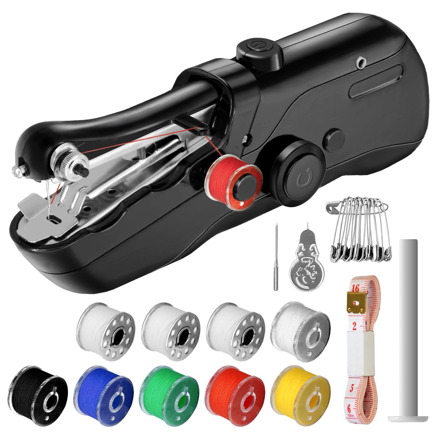 Photo 1 of Handheld Sewing Machine, Mini Portable SewingMachine for Beginners, Electronic Small Sewing Machine for Quick Stitching & DIY Crafts, Complete Sewing Kit (Black)