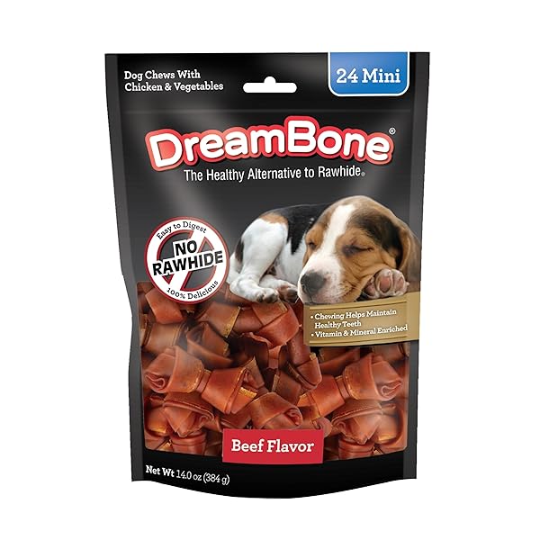 DREAMBONE MINI CHEWS, MADE WITH REAL BEEF, RAWHIDE-FREE CHEWS FOR DOGS, 24 COUNT