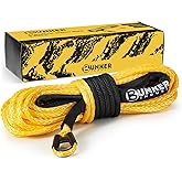 BUNKER INDUST 1/4" x 50' Synthetic Winch Rope,9500LBS ATV UTV Winch Cable with Protective Sleeve 50 FT Winch Line Replacement for 4500 to 6000LBS Winch, Yellow