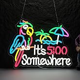 LIUISNEO Parrot Its 5 00 O'clock Some Where Neon Sign,Innovative Integral Forming Process,With Dimmable Switch For All Holiday Party and Home Decoration