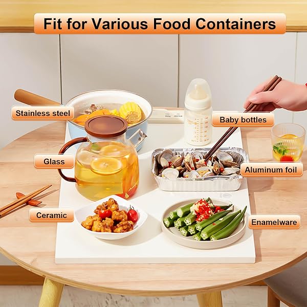FOKZUCYO FOOD WARMING MAT,FULL SURFACE HEAT ELECTRIC WARMING TRAY,5 TEMP-SETTINGS WARMING MAT FOR FOOD,PORTABLE SILICONE FOOD WARMER MAT WITH HANDLE,FOOD WARMING MAT FOR BUFFET,PARTIES,GATHERINGS