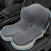 Mosxoed Memory Foam Seat Cushion for Sciatica & Back Pain Relief - Ergonomic Chair Pad with Adjustable Strap & Supportive Comfort Cover, Non-Slip for Car, Truck, Office Chair - Dark Gray&Light Gray