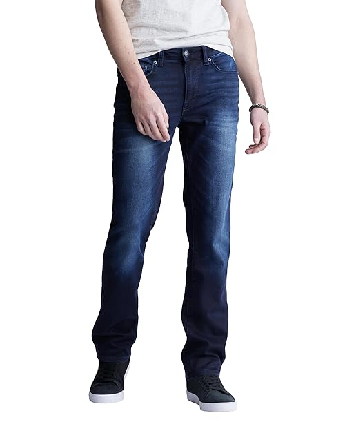 Buffalo David Bitton Men's Straight Six Jeans, Dark and Sanded