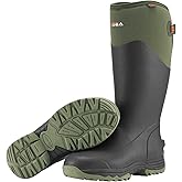 HISEA Rubber Rain Boots for Men, Waterproof Insulated Neoprene Hunting Boots, Durable Anti-Slip Outdoor Mud Boots for Hunting Gardening Farming Fishing Yard Working, Adjustable Calf