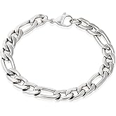 Invicta Figaro Bracelet for Men, Stainless Steel Chain Jewelry, 9.3mm, 8.75"