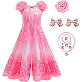 Uivic Good Witch Glinda Costume for Girls Glinda Nightgown Pink Pajamas Dress Flower Robe Outfits with Accessories