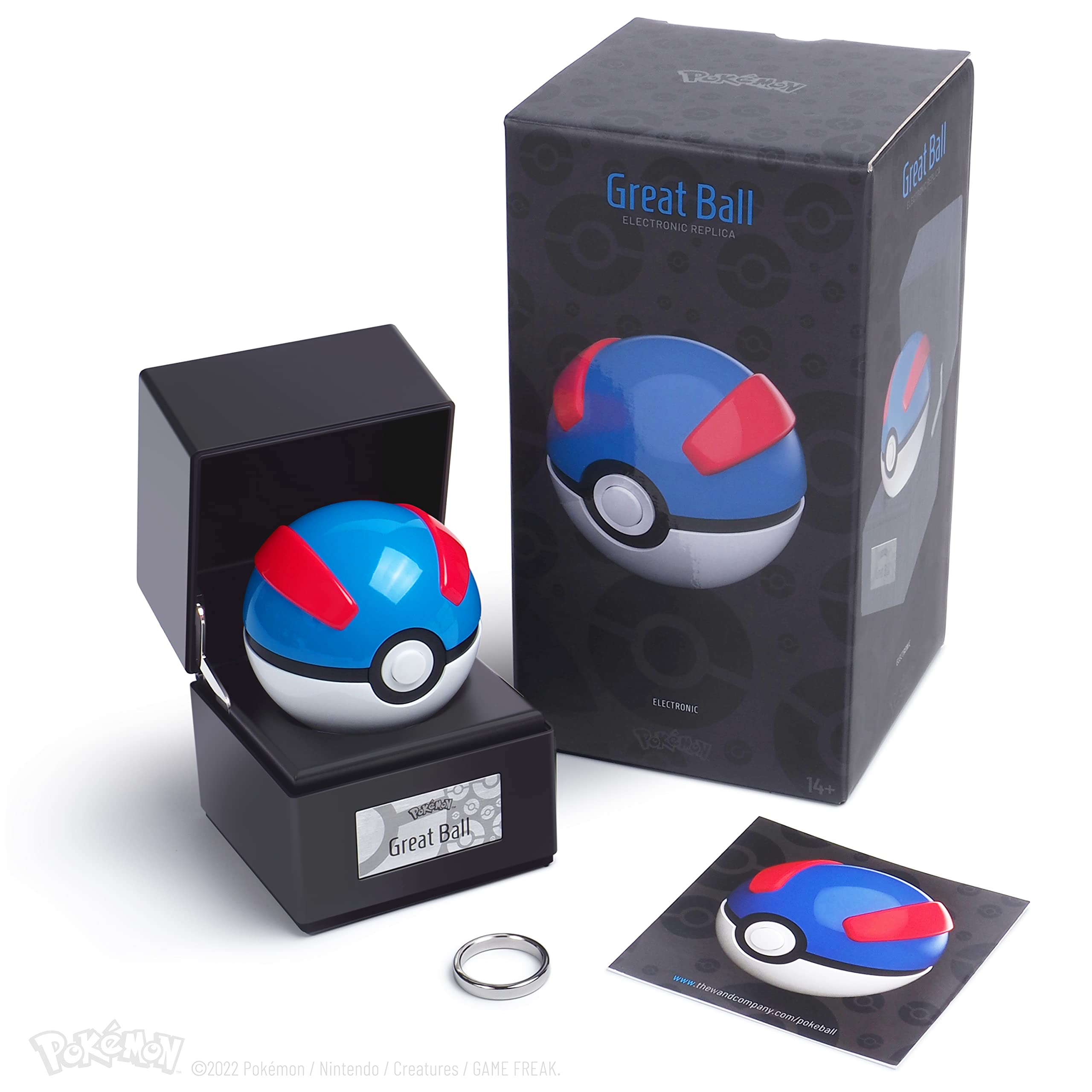 The Wand Company Original Poké Ball Authentic Replica - Realistic, Electronic, Die-Cast Authentic Replica with Display Case Light Features. Officially Licensed by Pokémon (Great Ball) — image 1