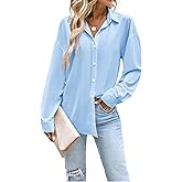 Button Down Shirts for Women Long Sleeve Collared Blouse Business Casual Tops