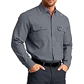 FR Ripstop & Waterproof Welding Shirts for Men 6.5oz Long Sleeve Button Down Fire Retardant 100% Cotton shirts CAT2