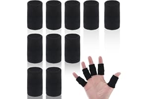 TEAAHA 10PCS Finger Sleeves for Arthritis, Elastic Finger Support Sleeve Protectors & Finger Compression Sleeve for Joint Pain Relief, Finger Wraps Thumb Brace Guard for Relieving Calluses Pain(Black)