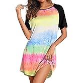 Ekouaer Sleep Shirts for Women Short Sleeve Night Shirts for Sleeping Pullover Nightgown Soft Nightdress S-XXXL