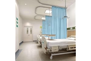 ChadMade 5ft Wide x 7ft Tall Hospital Curtain with Flat Hooks for Hospital Medical Clinic SPA Lab Cubicle Curtain Divider Privacy Screen (Blue, 1 Panel)