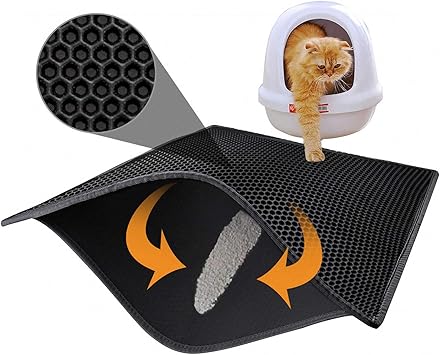 Pieviev Tapis Litiere Pour Chat Bac A Litiere Pour Chats Grande Taille 76x61cm Impermeable Non Toxique Eva Double Couche En Nid D Abeille Design Noir Amazon Fr Animalerie