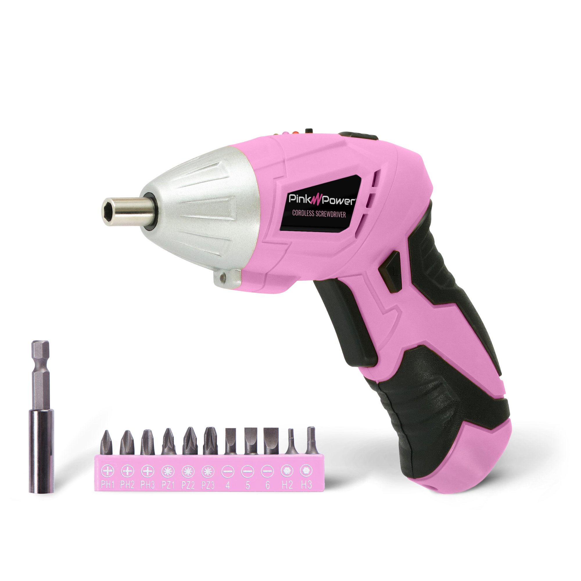 Pink Power PP481 3.6 Volt Cordless Electric Screwdriver Rechargeable Screw Gun & Bit Set for