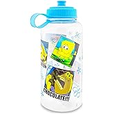 Silver Buffalo Nickelodeon SpongeBob SquarePants Memes Plastic Water Bottle With Leak-Resistant Sports Cap Lid | Holds 34 Ounces