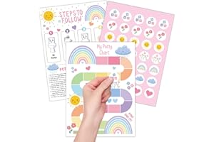 SHOUQIUZHONGLV Rainbow Potty Training Chart for Toddler Girls - Potty Training Sticker Chart for Girls Potty with Sticker, Sticker Chart for Kids Potty Training Reward Chart, Kids Reward Chart