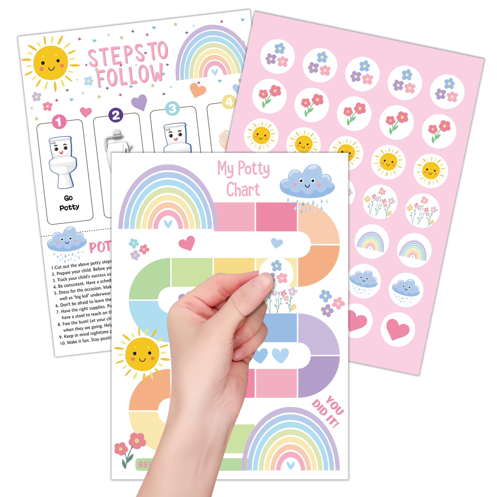 Rainbow Potty Training Chart for Toddler Girls - Potty Training Sticker ...
