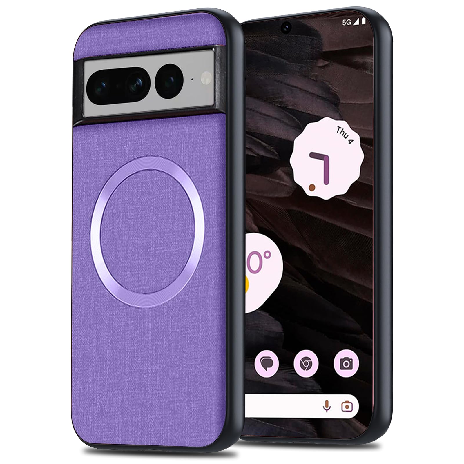 Yhsvie Magnetic Mobile Phone Case for Google Pixel 7 pro Cover Compatible with MagSafe,Thin Anti-Fingerprint Protective Case,Shockproof Cover for Pixel 7 pro 5G with TPU Bumper for Car Holder-Purple