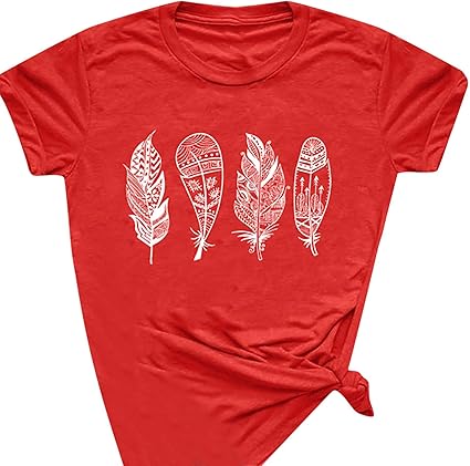 Amazon Com Women T Shirt Short Sleeve Leaf Print Tees Casual