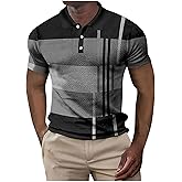 EndoraDore Men's Short Sleeve Polo Shirts Casual Golf Printed T-Shirts Summer Sport Moisture Wicking Performance Shirt