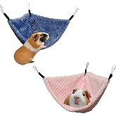 GOMICRAFT Hanging Corner Hammocks with Hooks for Small Animals, Pack of 2 | Ideal Hammocks for Guinea Pigs, Rats, Chinchillas, Squirrels, Hamsters | Perfect for Pet Critter Cages. M, Blue+Pink