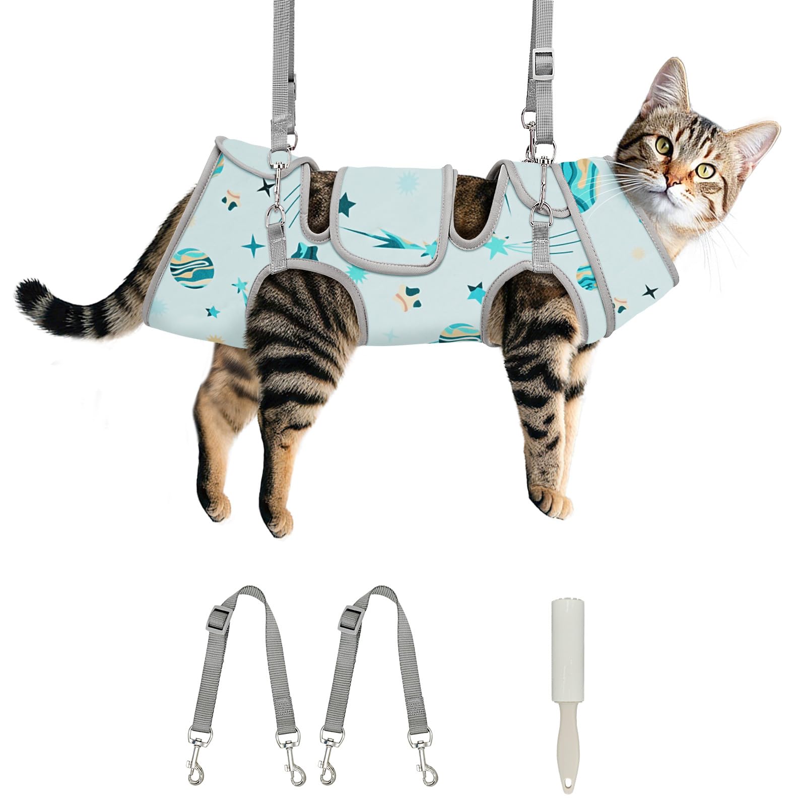 Photo 1 of Cat Grooming Hammock, Self-Adherent Wrap for Cutting Nails, Anti-Escape Calming Grooming Bag for Medicine, Nail Clipping, Teeth Brushing, Ear Cleaning