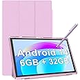 Android Tablet 10 Inch Tablet With Case Screen Stylus Android 14 Tablets 6GB RAM 32GB ROM Support 1TB Expansion 6000mah Battery 10.1" IPS HD Touchscreen 2MP+8MP Dual Camera WIFI-6 Bluetooth5.0 Tablets