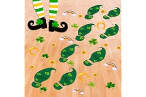 HAKOTI St. Patrick's Day Party Supplies,St. Patrick's Day Leprechaun Footprints Window Clings Lrish Shamrock Gold Coin Footprints Stickers for Floor Stickers Party Decorations