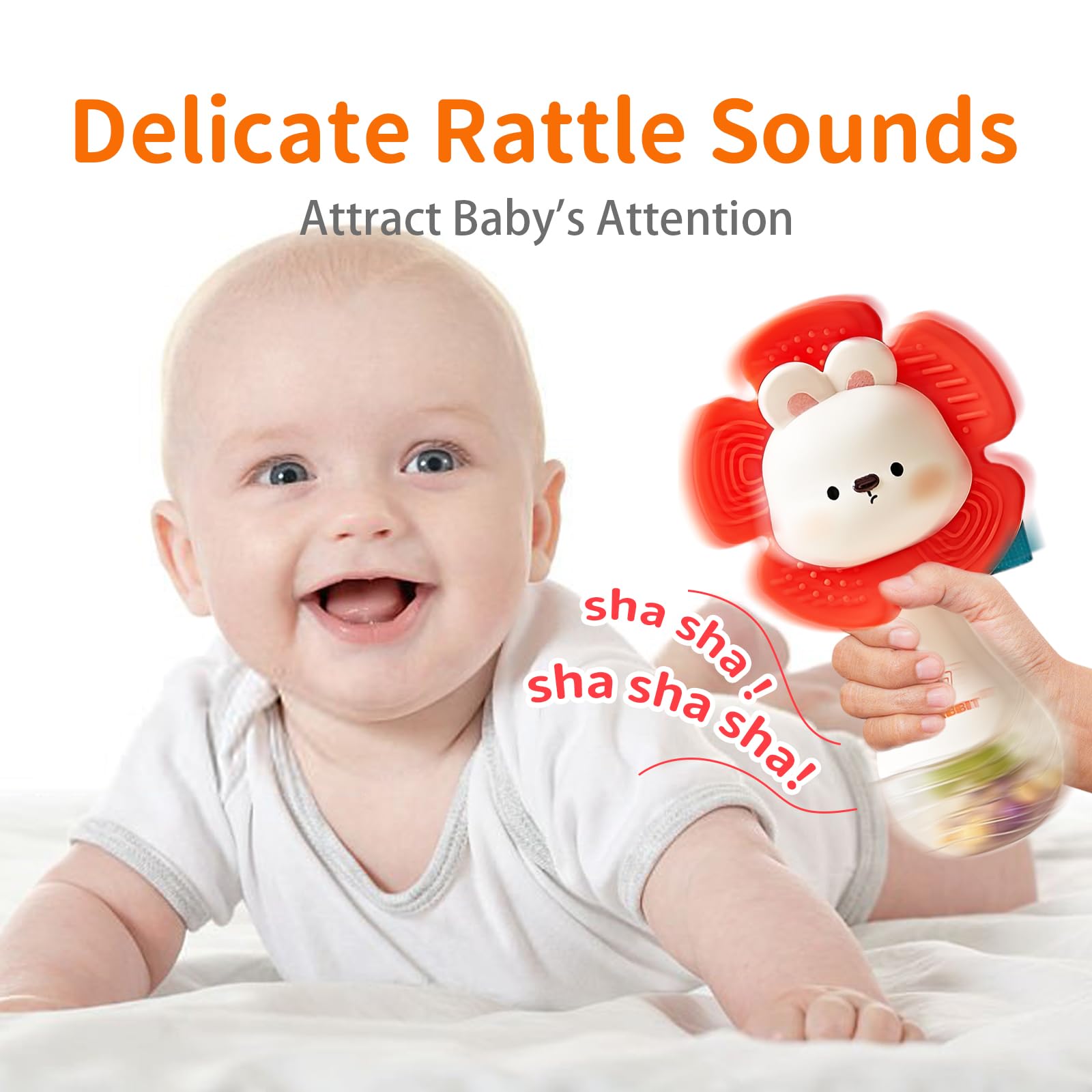 weirtoya 2 PCS Baby Rattles Teething Toys 3-6 Month, Baby Toys for 0-6 Months Infant Toy Sensory Toys with Beads Grasping Shaker, Newborn Must Haves Montessori Toys Babies Gifts