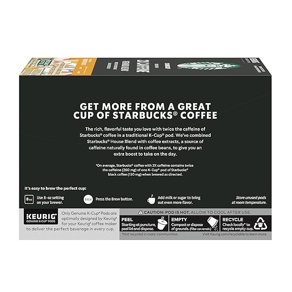 STARBUCKS K-CUP COFFEE PODS, STARBUCKS BLONDE ROAST COFFEE WITH 2X CAFFEINE VERANDA BLEND FOR KEURIG COFFEE MAKERS, 100% ARABICA, 1 BOX (10 PODS)