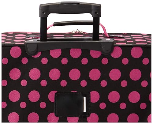 Rockland Fashion Softside Upright Luggage Set, Black/Pink Dot,