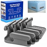 KAUSARE Bed Sheet Holder Straps for Corners, Fitted Sheet Holder Clips, Sheet Holders for Corners, Bed Sheet Clips, Mattress Sheet Corner Holders, Adjustable Fitted Sheet Clips for All Bed Sizes