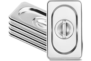 FSUON FUSON 4 Pack 1/9 Size Steam Table Pan Covers, Hotel Pans Lids with Handles, Stainless Steel Commercial Food Pan Lids for Steam Food Pans, NSF