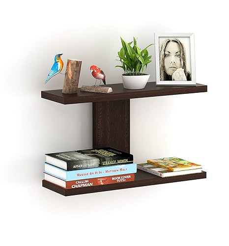 Bluewud Stellar Plus Decor Wall Shelf/Display Rack (Wenge, 2 Shelves) - Ideal for Gift.