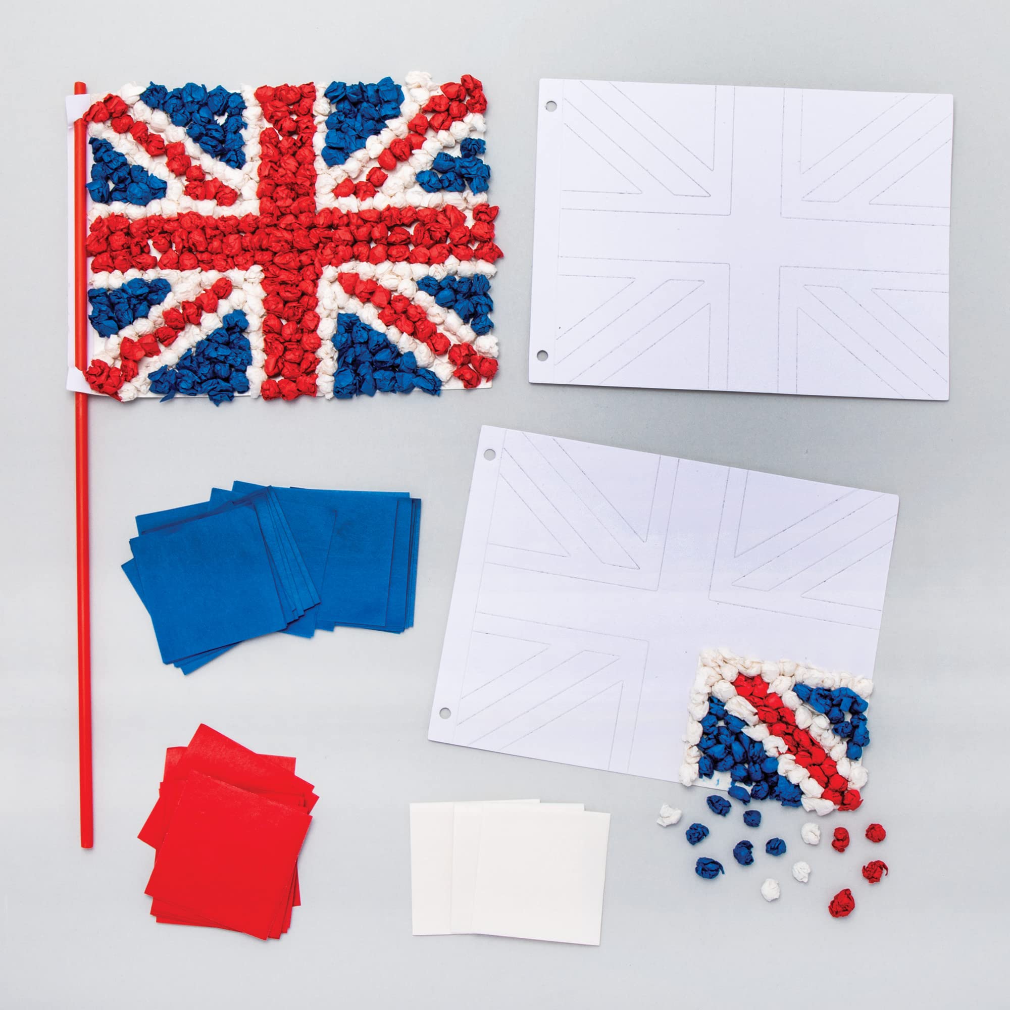 Baker Ross PJ124 Union Jack Flag Craft Kit for VJ Day 80th Anniversary - Pack of 4, British Craft and Party Bag Filler for Kids