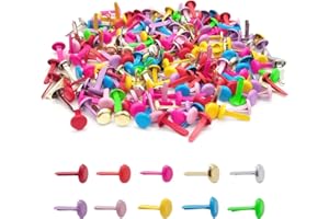 Quacc 200pcs Multicolor Split Pins Round Scrapbooking Brads Split Pins Paper Fasteners Brads for Craft Art Crafting School Project Decorative Scrapbooking DIY Supplies (0.24 x 0.5Inch)